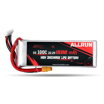 C Oranı Yüksek Deşarjlı LiPo Pil Paketi 100C 1500mAh 6S 22.2V