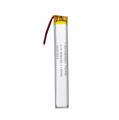 Tıbbi Cihazlar İçin 3.7V 850mAh 701488 Özel Lipo Pil Paketi Ultra Dar
