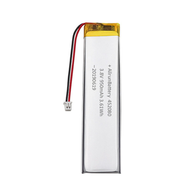 Giyilebilir Elektronik Ultra Dar LiPo Pil 3.8V 950mAh 452080