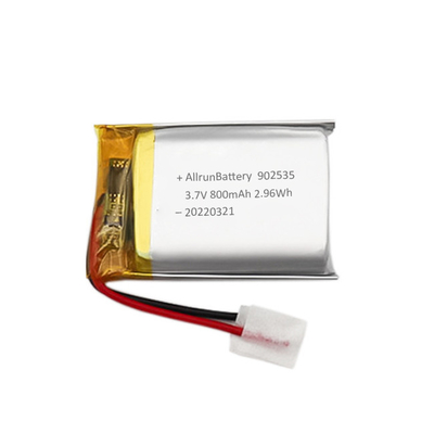 Tıbbi Cihazlar İçin Şarj Edilebilir Hafif LiPo Pil 800mAh 3.7V 902535