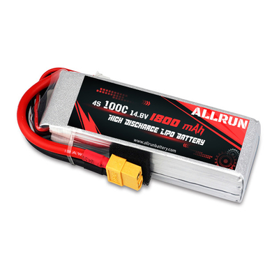 Şarj Edilebilir 100C 1800mAh 4S LiPo Pil Yüksek C Oranı 14.8V LiPo Pil Paketi