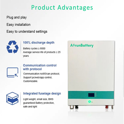 Prizmatik Hücre Duvar Montajı Lifepo4 Pil RS485 / CAN 51.2V 100ah Lityum Pil Paketi